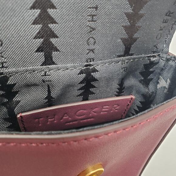 THACKER Farrow Leather Python Embossed Phone Case Crossbody Burgundy Gold - Picture 7 of 10